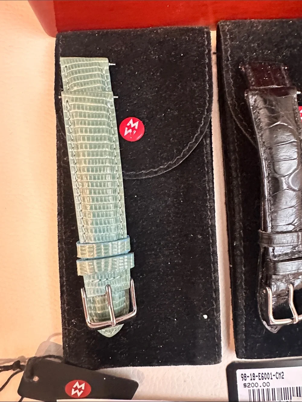 Michele diamond and Stainless Steel Watch with Blue , Black, Red & White Straps